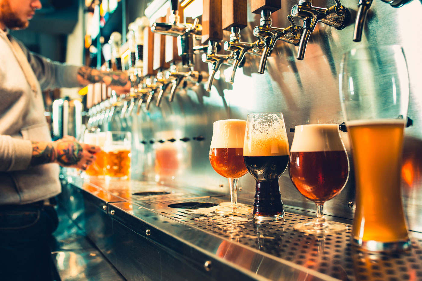 A high-quality draft beer system inside a bar.